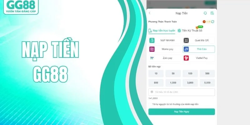 Hướng Dẫn Nạp Tiền GG88 Qua 4 Phương Thức Tiện Lợi, An Toàn